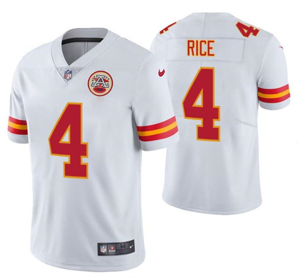 Men??s Kansas City Chiefs #4 Rashee Rice White Vapor Untouchable Limited Stitched Football Jersey